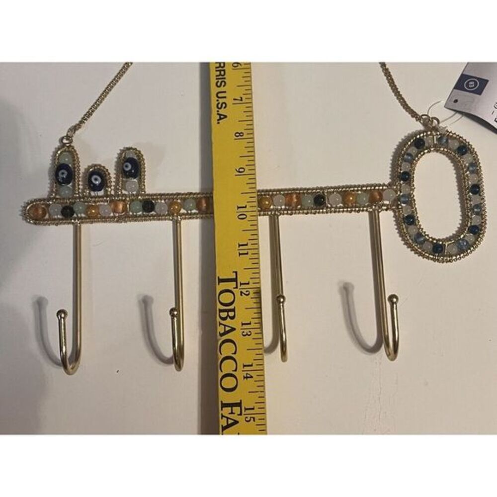 Earthbound Key Holder Hooks Wall Hanger With Evil Eye‎ Beads And More - Picture 12 of 13